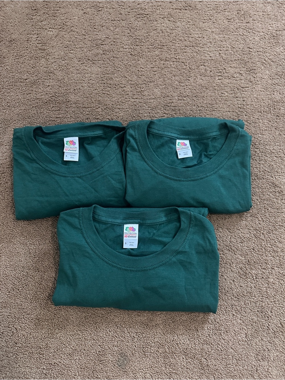 Fruit of the Loom sizeS Dark Green Crew Neck Tee (3-Pack)